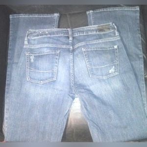 "LAGUNA" Women's Low Rise Bootcut Distressed Denim Bullhead Blue Jeans